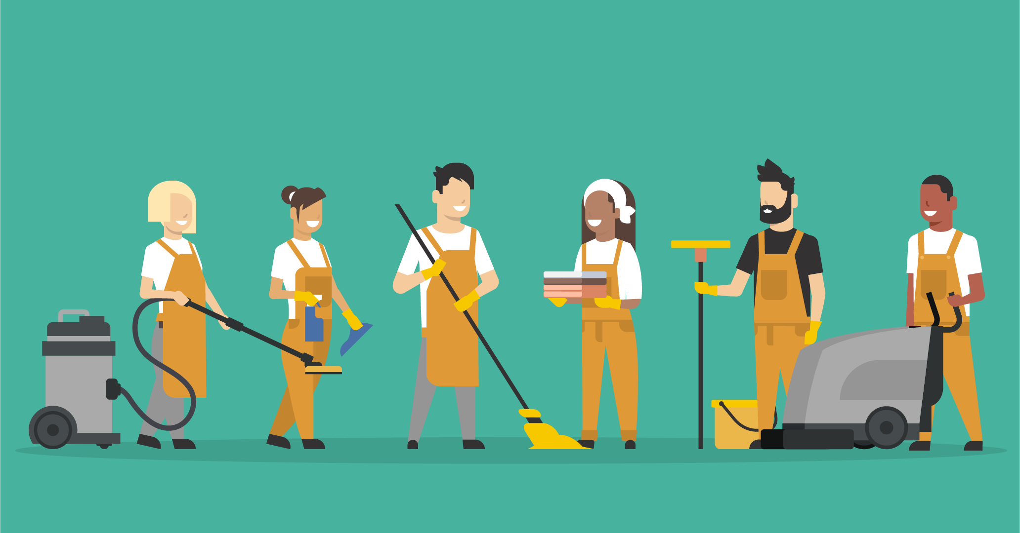 Group of cleaning staff