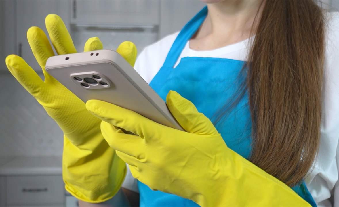 Reinigungskraft mit App