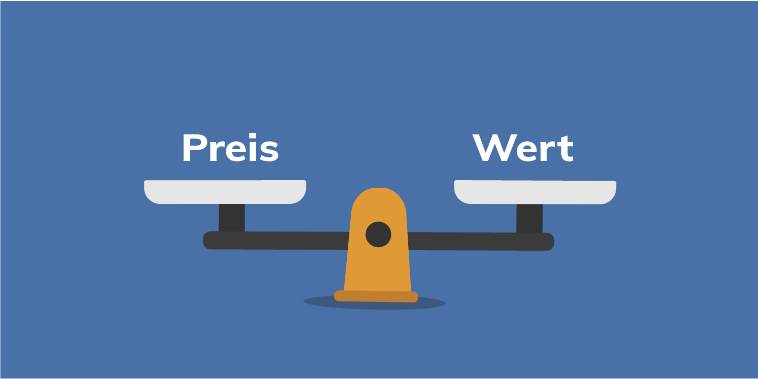 Waage zum Vergleich von Preis und Wert